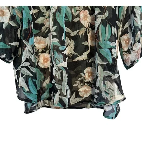 Lauren Conrad Women's Black Sheer 3/4 Sleeve Blouse Size Large - Picture 5 of 10